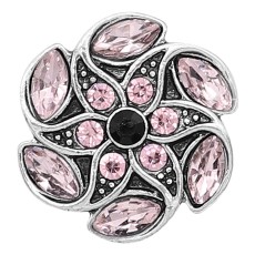 20MM snap silver Plated with Pink Rhinestone KC8282