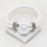 20MM snap silver Plated with Planned white enamel and Rhinestone KC8288