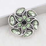 20MM snap silver Plated with green Rhinestone KC8287