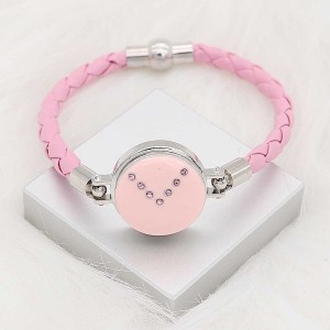 20MM snap silver Plated with Planned Pink enamel and Rhinestone KC8292
