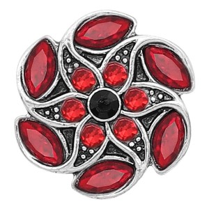 20MM snap silver Plated with Red Rhinestone KC8286