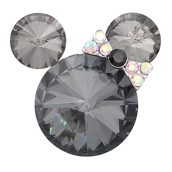 20MM Cartoon snap Silver Plated with gray Rhinestone charms KC8298