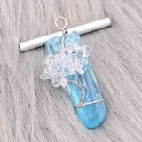 Natural Crystal Tree of life silver Pendant of necklace Light Blue