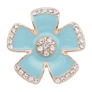 20MM snap gold Plated plated blue enamel with rhinestone  KC8307