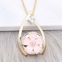 20MM snap gold Plated plated Pink enamel with rhinestone  KC8306