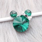 12MM Cartoon snap Silver Plated with green Rhinestone charms KS7188-S