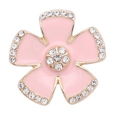 20MM snap gold Plated plated Pink enamel with rhinestone  KC8306