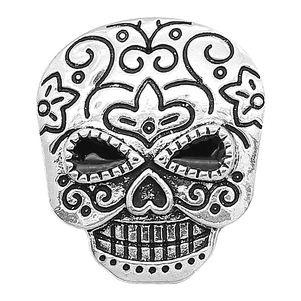 20MM skull snap sliver Plated KC6605 snaps jewelry