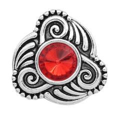 20MM design snap sliver Plated with red rhinestones KC6589 snaps jewelry
