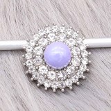 20MM snap sliver Plated with rhinestones and purple pearl KC6599 snaps jewelry