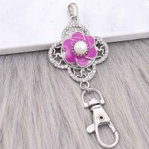 20MM flower snap sliver Plated with pearl and purple enamel KC6586 snaps jewelry
