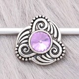 20MM design snap sliver Plated with purple rhinestones KC6590 snaps jewelry