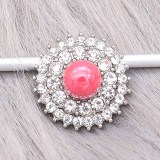 20MM snap sliver Plated with  rhinestones and pink pearl KC6600 snaps jewelry