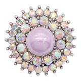 20MM snap sliver Plated with  rhinestones and purple pearl KC6601 snaps jewelry