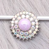 20MM snap sliver Plated with  rhinestones and purple pearl KC6601 snaps jewelry