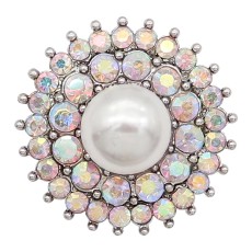 20MM snap sliver Plated with Colorful rhinestones and pearl KC6602 snaps jewelry