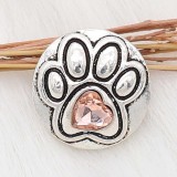 20MM paw snap sliver Plated with orange rhinestones KC6611 snaps jewelry