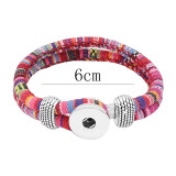 Multicolour cloth Snap bracelets KC0552 fit 20mm snaps chunks 1 button