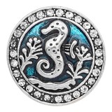 20MM  Seahorses and enamel snap sliver Plated KC6620 snaps jewelry