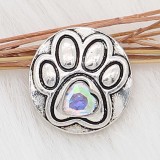 20MM paw snap sliver Plated with colorful rhinestones KC6612 snaps jewelry