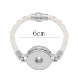 White Leather Snap bracelets KC0536  fit 20mm snaps chunks 1 button