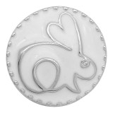 20MM Little rabbit snap sliver Plated with white enamel KC6613snaps jewelry