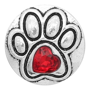 20MM paw snap sliver Plated with red rhinestones KC6609 snaps jewelry