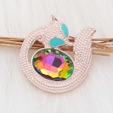 20MM The fox snap sliver Plated with Colorful rhinestones KC6607 snaps jewelry