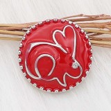 20MM Little rabbit snap sliver Plated with red enamel KC6615snaps jewelry