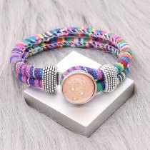 Multicolour cloth Snap bracelets KC0551 fit 20mm snaps chunks 1 button