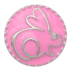 20MM Little rabbit snap sliver Plated with pink enamel KC6616snaps jewelry