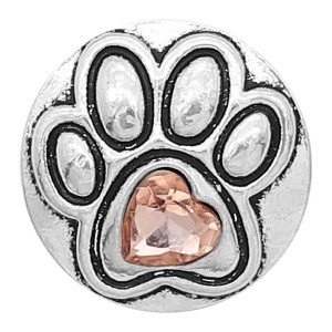 20MM paw snap sliver Plated with orange rhinestones KC6611 snaps jewelry