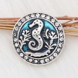 20MM  Seahorses and enamel snap sliver Plated KC6620 snaps jewelry