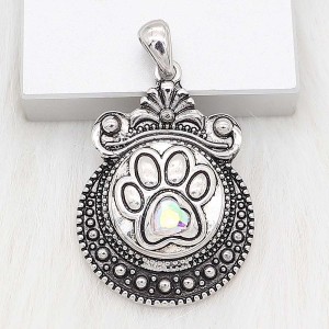 20MM paw snap sliver Plated with colorful rhinestones KC6612 snaps jewelry