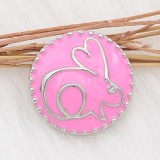 20MM Little rabbit snap sliver Plated with pink enamel KC6616snaps jewelry