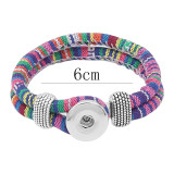Multicolour cloth Snap bracelets KC0551 fit 20mm snaps chunks 1 button