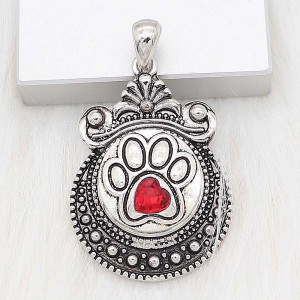 20MM paw snap sliver Plated with red rhinestones KC6609 snaps jewelry