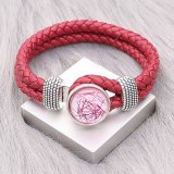 Red Leather Snap bracelets KC0548 fit 20mm snaps chunks 1 button