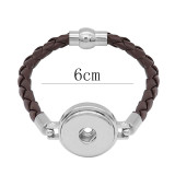 Brown Leather Snap bracelets KC0535  fit 20mm snaps chunks 1 button