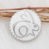 20MM Little rabbit snap sliver Plated with white enamel KC6613snaps jewelry