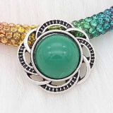 20MM design snap sliver Plated with Green resin KC6638 snaps jewelry