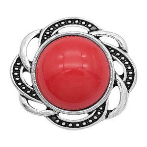 20MM design snap sliver Plated with Red resin KC6637 snaps jewelry