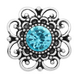 20MM flower snap sliver Plated with blue rhinestones  KC6642 snaps jewelry