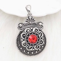 20MM flower snap sliver Plated with red rhinestones  KC6641 snaps jewelry