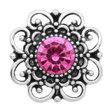 20MM flower snap sliver Plated with rose-red rhinestones  KC6639 snaps jewelry