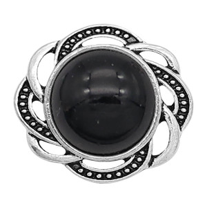 20MM design snap sliver Plated with Black resin KC6635 snaps jewelry