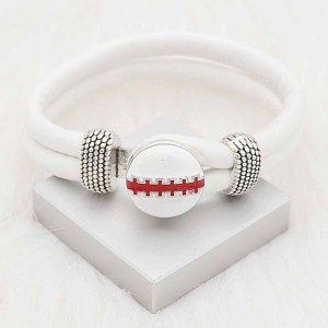 20MM Football snap sliver Plated with red enamel KC6660 snaps jewelry