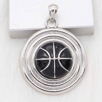 20MM Basketball with black enamel snap sliver Plated KC6672 snaps jewelry