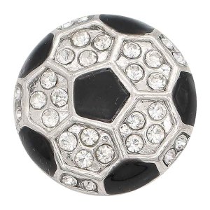 20MM Football with enamel snap sliver Plated with rhinestones KC6665 snaps jewelry black