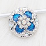 20MM  snap sliver Plated with blue rhinestones  KC6679 snaps jewelry